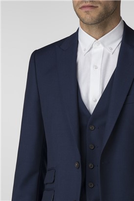  Blue Textured Tailored Fit Jacket