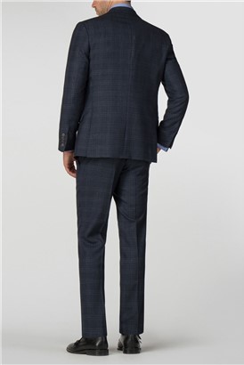  Navy Check Tailored Fit Jacket