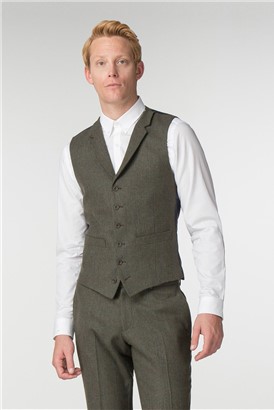  Green Check Tailored Fit Waistcoat