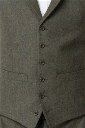  Green Check Tailored Fit Waistcoat