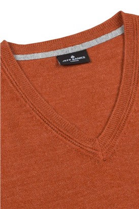 JOS. A BANK RESERVE Fall Wool shops Blend V-Neck Sweater Size XL Rusty Orange