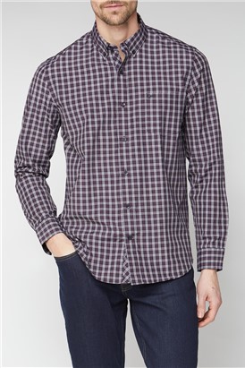 Long Sleeve Navy Check Shirt