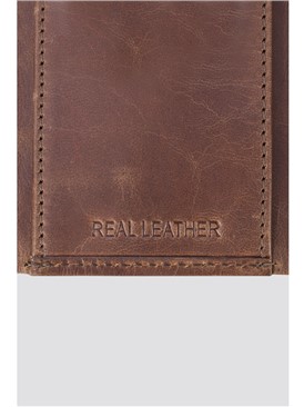  Dark Tan Leather Trifold Wallet