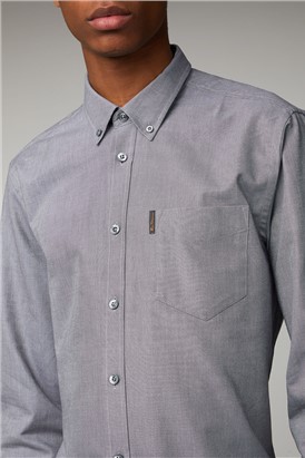  Grey Long Sleeved Oxford Shirt