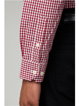  Red Long Sleeved Gingham Shirt