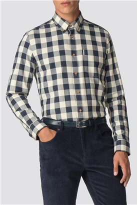  Long Sleeve Blue Parquet Gingham Shirt