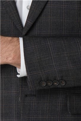  Charcoal Rust Check Tailored Fit Suit Jacket