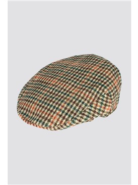  Green and Rust Tweed Flat Cap