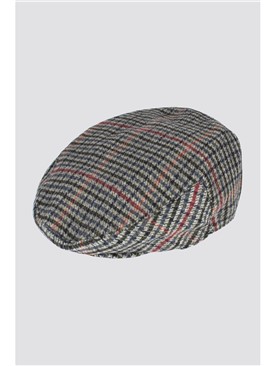  Blue and Rust Tweed Flat Cap