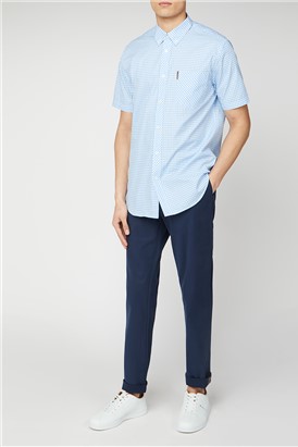  Sky Blue Short Sleeved Gingham Shirt