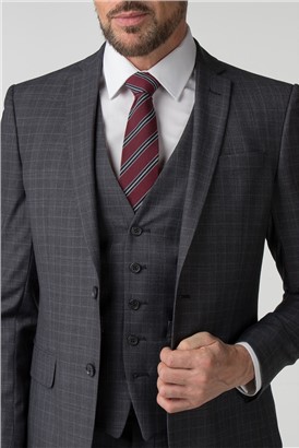  Tailored Charcoal Check Suit Jacket