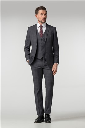  Tailored Charcoal Check Suit Jacket