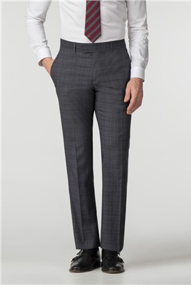  Tailored Fit Charcoal Check Suit Trouser