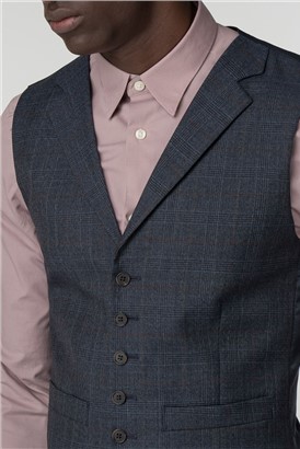  Navy Heritage Check Waistcoat