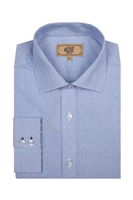  Slim Fit Single Cuff Light Blue Floral Jacquard Shirt