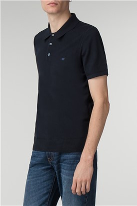  Men's Navy Short Sleeve Knitted Polo Shirt