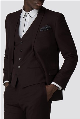 Burgundy Plain Skinny Fit Suit Jacket