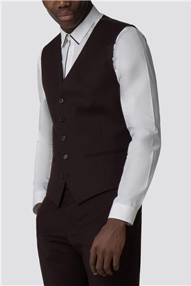 Burgundy Skinny Fit Waistcoat