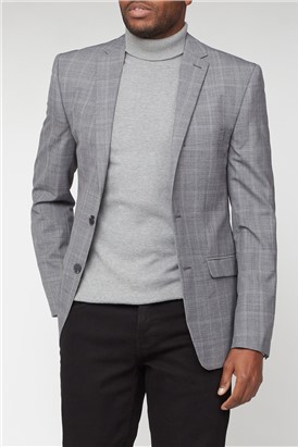 Slim Fit Grey Big Check Suit Jacket