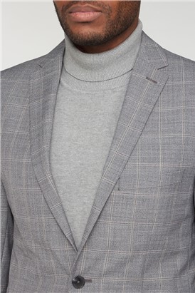 Slim Fit Grey Big Check Suit Jacket