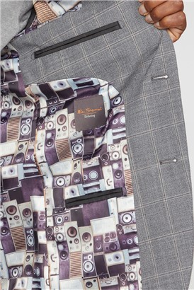 Slim Fit Grey Big Check Suit Jacket