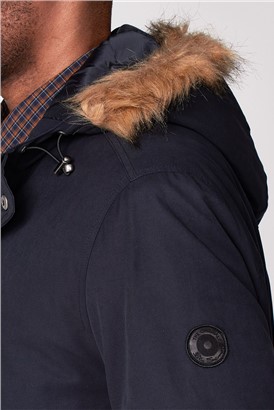  Navy Heavy Parka with Fur Hood