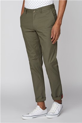  Olive Green Straight Leg Chino Trousers