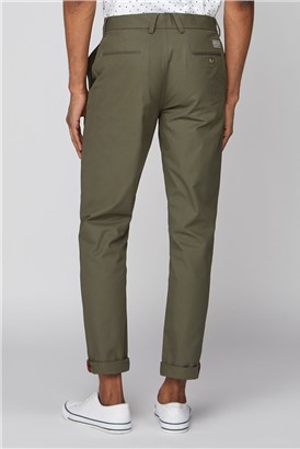  Olive Green Straight Leg Chino Trousers