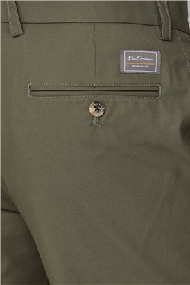  Olive Green Straight Leg Chino Trousers