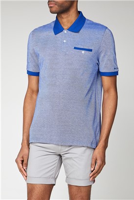  Two Tone Blue Pique Polo Shirt