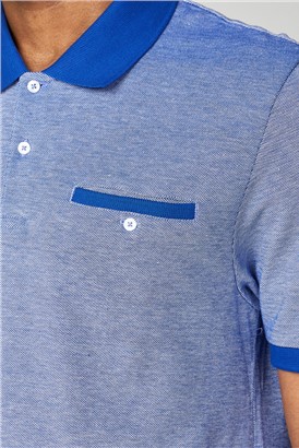  Two Tone Blue Pique Polo Shirt