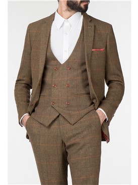 Nelson Brown Tweed Check Slim Fit Jacket