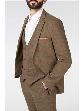 Nelson Brown Tweed Check Slim Fit Jacket