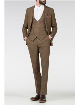 Nelson Brown Tweed Check Slim Fit Jacket