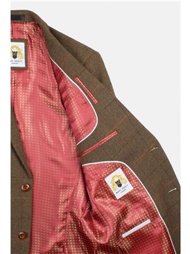 Nelson Brown Tweed Check Slim Fit Jacket