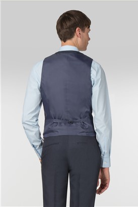  Navy Textured Slim Fit Waistcoat