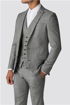  Grey Check Skinny Fit Suit Jacket