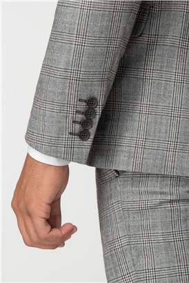  Grey Check Skinny Fit Suit Jacket