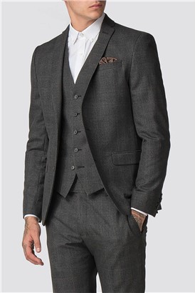  Charcoal Rust Check Skinny Fit Suit Jacket