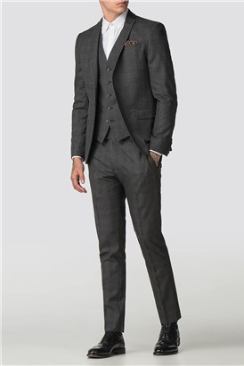  Charcoal Rust Check Skinny Fit Suit Jacket