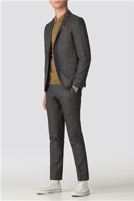  Charcoal Rust Check Skinny Fit Suit Jacket