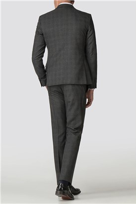  Charcoal Rust Check Skinny Fit Suit Jacket