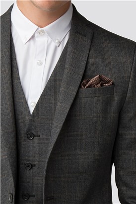  Charcoal Rust Check Skinny Fit Suit Jacket