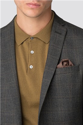  Charcoal Rust Check Skinny Fit Suit Jacket