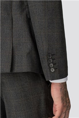  Charcoal Rust Check Skinny Fit Suit Jacket