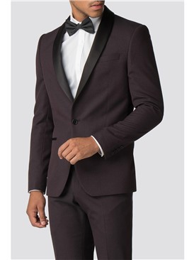  Burgundy Texture Contrast Lapel Tuxedo