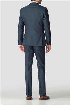  Petrol Blue Herringbone Tailored Fit Suit Jacket