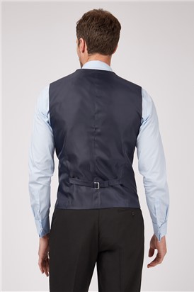  Single Breasted Black Plain Waistcoat