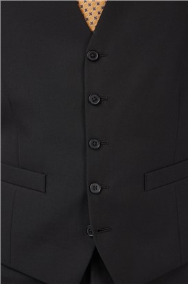  Single Breasted Black Plain Waistcoat