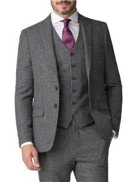 Stvdio Grey Boucle Slim Fit Ivy League Suit Jacket